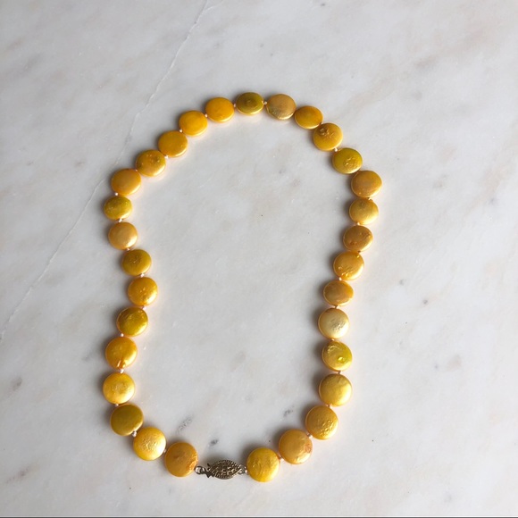 Coin pearl necklace with deep yellow coin pearls - Picture 3 of 3